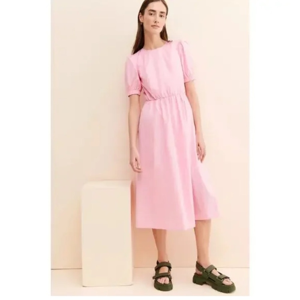NEW GREYLIN poplin midi dress bubble pink fall Casual formal $150 Anthropologie